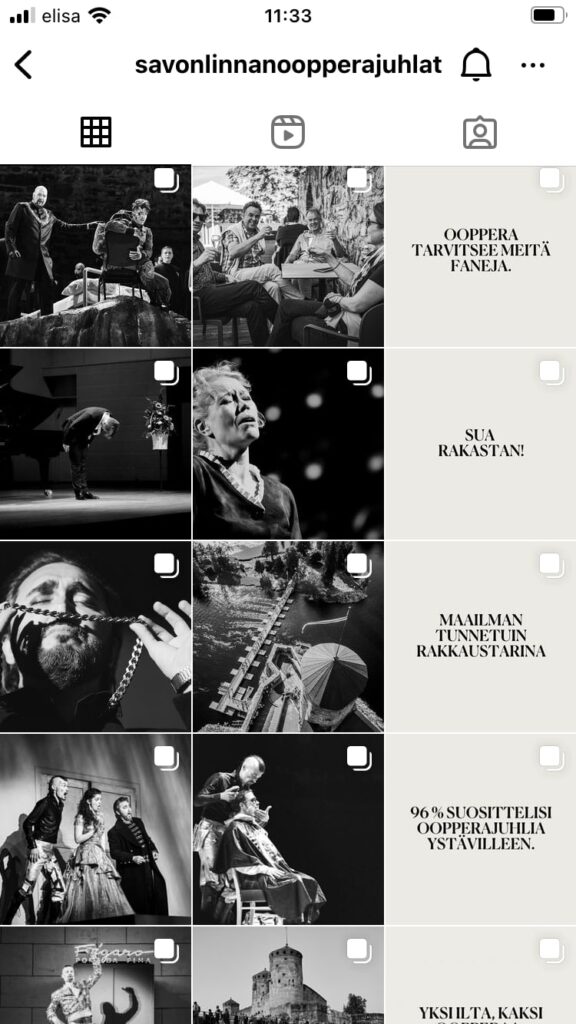 kuvakaappaus Savonlinnan Oopperajuhlien Instagram-syötteestä.